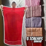 Kit 5 Toalhas De Banho – Gigante – Banhão 80 X 150 + Brinde