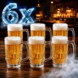 Kit 6 Canecas Vidro Grosso 320ml Chopp Bar Cerveja com Alça – Pérola Glass Premium