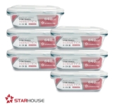 Kit 6 Potes 640ml Vidro Hermético 4 Travas Marmita Refratario Star House