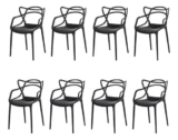 Kit 8 Cadeiras Allegra Master Preta Sala Cozinha Jantar Waw Design