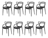 Kit 8 Cadeiras Allegra Master Preta Sala Cozinha Jantar Waw Design