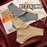 Kit 8 Calcinhas Tanga Sem Costura A Laser Cor Lisa Atacado