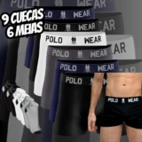 Kit 9 Cuecas Boxer Adulto Masculinas Adulto Box + 6 Meias