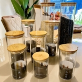 Kit 9 Potes Mantimentos Vidro Herméticos Com Tampa Bambu Alta Resistência Epsilon EPS-709