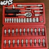 Kit Chaves Jogo Catraca Reversível Soquetes 46 Peças Maleta – NEW