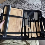 Kit Churrasco Facas Inox 10 Peças Biscuitt Steak Master Cabo De Madeira Com Estojo