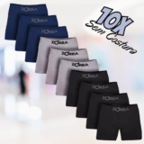 Kit Com 10 Cuecas Boxer Algodão Sem Costura Zorba