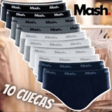 Kit Com 10 Cuecas Slip Mash Básica Masculina Algodão Oferta