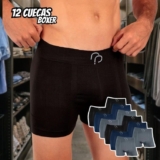 Kit com 12 Cuecas Boxer Basic Poliéster sem Costura Confortável Leve RP