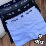 Kit com 12 Cuecas Boxer Microfibra Poliéster Polo Wear
