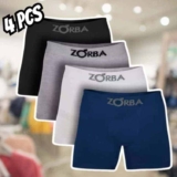 Kit Com 4 Cuecas Boxer Algodão Sem Costura Masculino Zorba