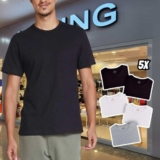 Kit Com 5 Camisetas Masculinas Básicas