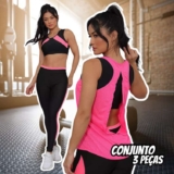 Kit Conjunto Fitness Feminino Roupa Academia Legging Cropped