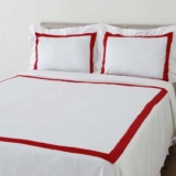 Kit de Capa para Edredom Casal com 2 Fronhas 300 fios Branco e Vermelho – Ziman