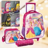 Kit De Mochila Escolar Magic Kids Mochila De Rodinhas Com Estojo E Lancheira Princesas