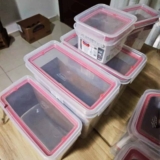 Kit De Potes De Plástico Para Mantimentos Herméticos Com Tra Cor Vermelho