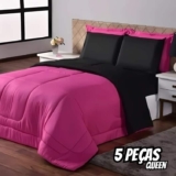 Kit Edredom Ternura 5 Pçs Queen Dupla Face Varias Cores.