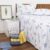Kit Enxoval Fiori Cama Solteiro + Banho Azul Marinho 6 Peças – Casa & Conforto
