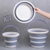 Kit Lavanderia 2 Baldes Dobráveis 5l 10l Bacia 5l – Simplo Cor Branco Tamanho U
