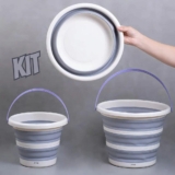 Kit Lavanderia 2 Baldes Dobráveis 5l 10l Bacia 5l – Simplo Cor Branco Tamanho U