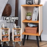 Kit Mesa Cabeceira Retrô Bide Cama Quarto Kit 2 Unidades – Branco
