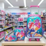 Kit Mochila De Rodinhas Estojo Lancheira Infantil Escolar