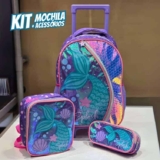Kit Mochila Rodinha Infantil Feminino Grande Menino C/ Alça