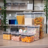 Kit Pote Quadrado 9 Und Mantimento Hermético Transparente