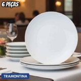 Kit Prato Raso Tramontina Leonora em Porcelana 25 cm 06 Peças
