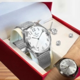 Kit Relógio Champion Feminino Barato Colar E Brincos Prateado Prata