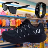 Kit Tenis Infantil Casual Meninos Meninas + Óculos E Relógio