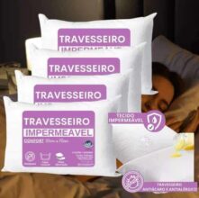 Kit Travesseiros 50×70 Lavável 4 Unidades Fibra Siliconada