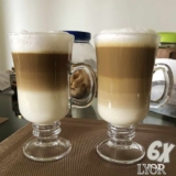Lyor, 6614, Conjunto 6 Taças para Cappuccino com Alça e Pé de Vidro, Transparente, 250ml