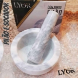 Lyor, Conjunto Pilão e Socador de Mármore Marin 12cm x 6cm – Branco