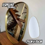 LYOR Espelho Orgânico com Borda de Metal Dourado 21cm x 35cm