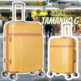 Mala de Viagem Grande Athena 30kg Rígida ABS com 4 Rodas duplas 360º e Trava de segredo númerico TSA, divisória interna com zíper e elástico de fixação, Amarelo, Santino – ABGV182G20