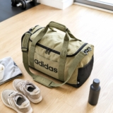 Mala Duffel Pequena Linear Feminino E Masculino adidas Cor Olive Strata / Black Desenho do tecido Liso