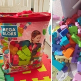 MEGA BLOKS, Sacola Vermelha com 60 Blocos de Montar Grandes e Coloridos, Conjunto de Brinquedo para Idades a partir de 1 ano