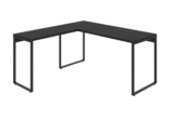 Mesa de Escritório em L Estilo Industrial 1,50mX1,50m Kuadra, Compace, Preto Ônix / Est.Preta