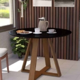 Mesa De Jantar 4 Lugares Tampo Mdf 90cm Base Madeira Maciça