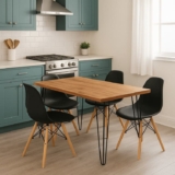 Mesa De Jantar Base Hairpin 130×80 Natural + 4 Cadeiras Solo