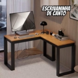 Mesa Escrivaninha De Canto Em L Rofemar Moveis Estilo Industrial Cor Canela