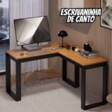 Mesa Escrivaninha De Canto Em L Rofemar Moveis Estilo Industrial Cor Canela