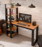 Mesa Escrivaninha Rofemar Moveis Home Office Paris Com Prateleira De Madeira Escritório E Pc Cor Canela