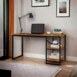 Mesa Home Office C/prateleiras De Metal E&A – Preto/Canela