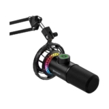Microfone Gamer Cardióide KBM! GAMING, Podcast, Streaming, RGB, Antivibração, Suporte Articulado de Mesa, Preto – KGMF300PT