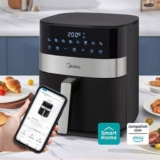 Midea Air Fryer Fritadeira 6L, 9 Menus Predefinidos, Tela de Toque LED, Desligamento Automático, Função IOT, 90% Menos Gordura, cesta Antiaderente e Prato Mais Crocante 127V/60Hz