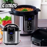 Midea Panela de Pressão Elétrica 6L com 12 receitas pré-programadas, 3 níveis de pressão e display digital, silenciosa e segura com 10 recursos de segurança, 127V