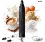 Mixer Elétrico Portátil 2 em 1 Recarregável Potente Misturador de Bebidas e Ovos 3 Velocidades Usb Batedor e Fue Fouet