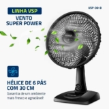MONDIAL Ventilador de Mesa 30cm Super Power, Preto, 60W, 220V – VSP-30-B